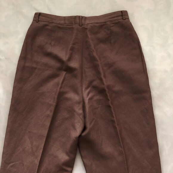 Chocolate Brown Linen Blend Pants - Picture 6 of 7